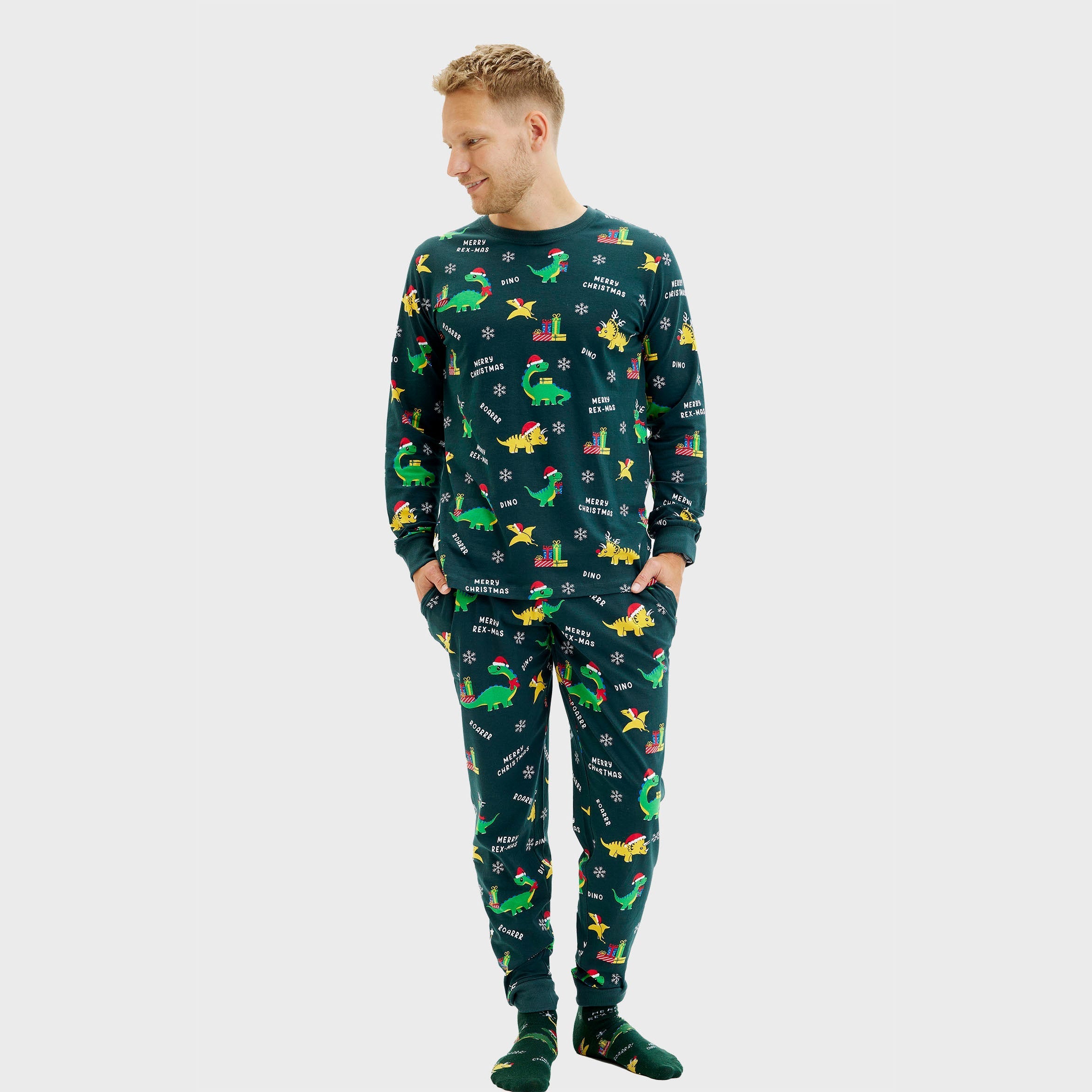 Dino Weihnachtspyjamas - Herren.